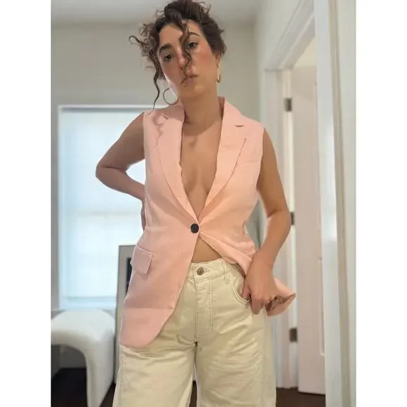 COS Slim Linen Waistcoat — Apricot (US 2) NWT - Picture 1 of 7